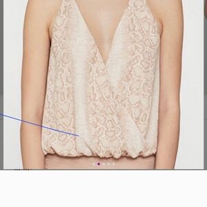 BCBG MaxAzria faux wrap Bare Pink Python Bodysuit